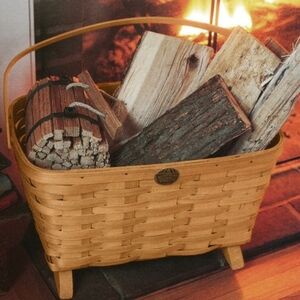 Peterboro Basket Co Fireside Magazine Storage Basket Hardwood Ash Baltic Birch